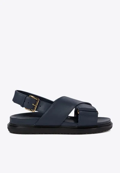 Marni Fussbett Leather Crisscross Sandals