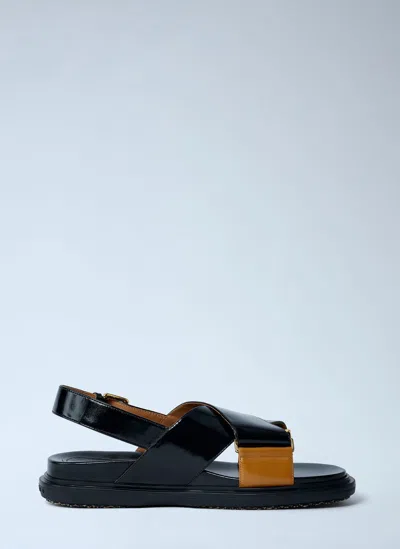 Marni Fussbett Leather Sandals In Black