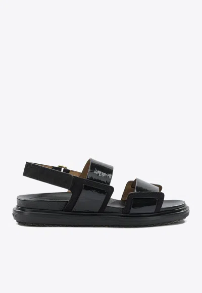 Marni Fussbett Leather Sandals In Black