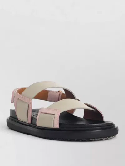 Marni Fussbett Leather Sandals Contrast Panels In Multi
