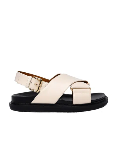 Marni 20mm Fussbett Leather Sandals In White,black