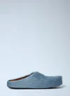 Marni Aquamarine Long Hair Calfskin Fussbett Sabot In Blue