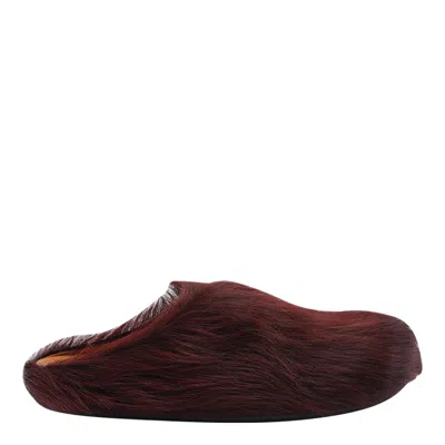 Marni Dark Red Leather Sandals