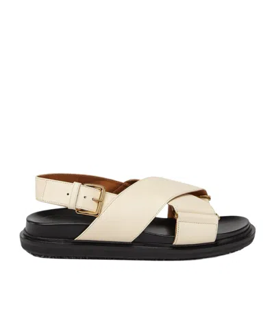 Marni 20mm Fussbett Leather Sandals In White,black