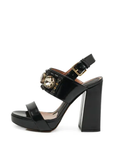 Pre-owned Marni Fussbett Sabot Embellished Sandals In Black