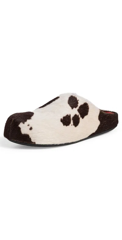 Marni Brown Slip-on Mules In Multi