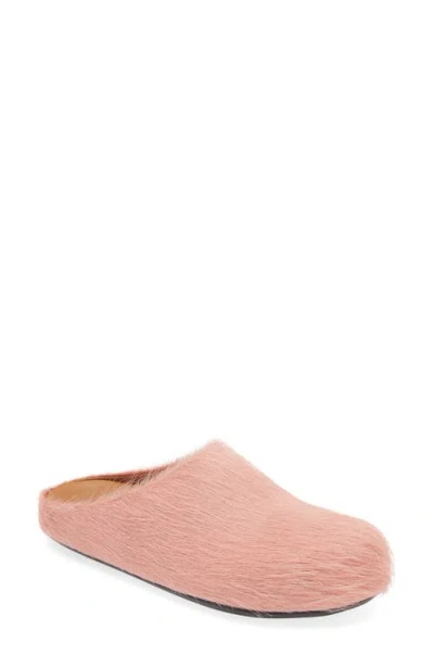 Marni Pink Long Hair Calfskin Fussbett Sabot