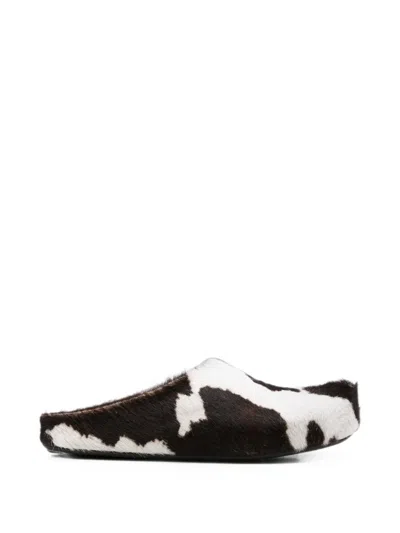 Marni Printed Calf Hair Fussbett Slippers In Multi
