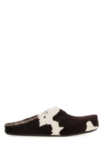 Marni Printed Calf Hair Fussbett Slippers In Multi