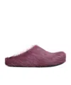 Marni Slip-on Mule Sandals In Textured Calf Hair In Purple