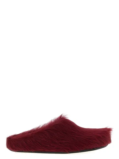 Marni Men Maroon Slip On Slides In Burgundy