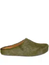 Marni Green Long-haired Calfskin Footbed Sabot