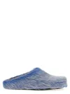 Marni Long Hair Calfskin Fussbett Sabot Blue Lilac Slippers In Blue
