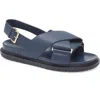 Marni Blue Leather Fussbett Sandals In Blue