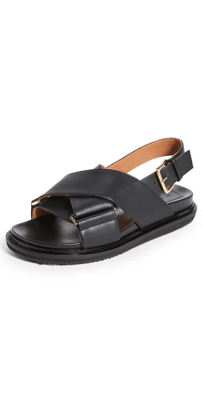 Marni Fb Criscross Sandal Sodium Scarpe Basse Black