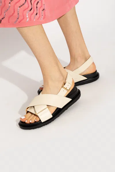 Marni 20mm Fussbett Leather Sandals In White,black