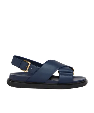 Marni Blue Leather Fussbett Sandals