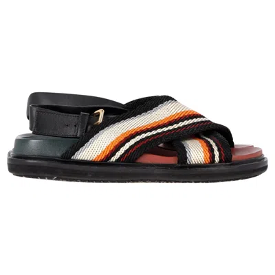 Marni Fussbett Sandals In Multicolor Leather And Canvas