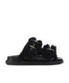 Marni Fussbett Leather And Shearling Sandals In Black
