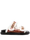 Marni Fussbett Shearling Slides In Brown