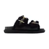 Marni Slides Fussbett Aus Schwarzem Leder In Black