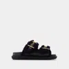 Marni Slides Fussbett Aus Schwarzem Leder In Black