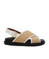 Marni Raffia And Leather Criss-cross Fussbett Sandal In Black