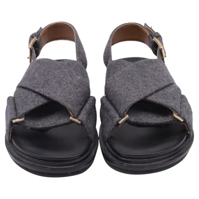 Pre-owned Marni Fussbett Slingback Sandals In Grey Wool In Gray