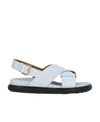 Marni Leather Fussbett Sandals In White