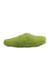 Marni Faux Fur Round Toe Slippers With Heel In Green
