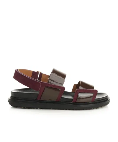 Marni Strap Leather Sandals In Brown