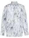 Marni Patterned Shirt With Collar And Pocket In Blau