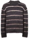 Marni Brushed Mohair Sweater With Multicolor Gauze Stripe Pattern In Multi