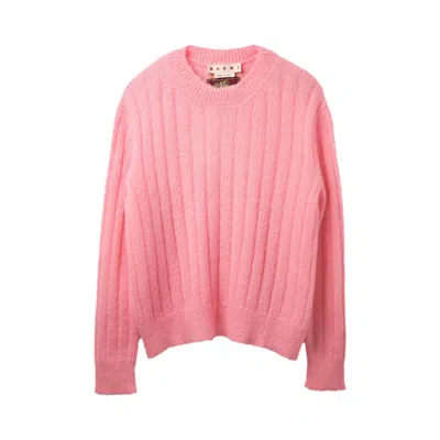Pre-owned Marni Fuzzy Printed Brushed Crewneck Sweater 'pink' | Men's Size 54
