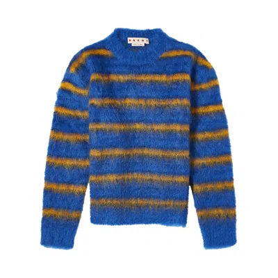 Pre-owned Marni Fuzzy Striped Sweater 'blue' | Men's Size 46