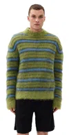 Marni Mens Acid Fuzzy Wuzzy Striped Wool-blend Jumper In Green