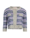 Marni Cropped Striped Mohair-blend Cardigan In Purple