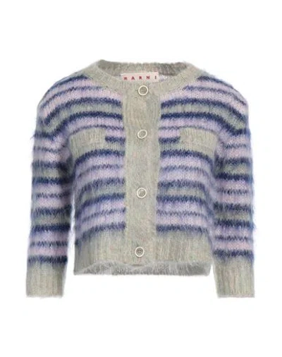 Marni Cropped Striped Mohair-blend Cardigan In Pink & Purple