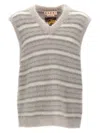 Marni Soft Striped Sleeveless V-neck Vest In Gray