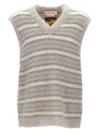 Marni Soft Striped Sleeveless V-neck Vest In Gray