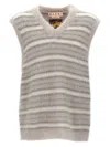 Marni Soft Striped Sleeveless V-neck Vest In Gray