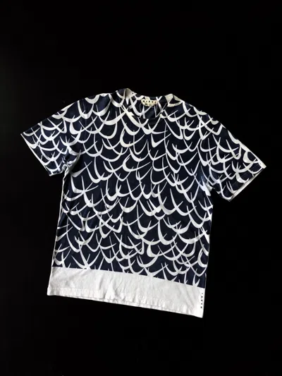 Pre-owned Marni Fw20 Tapestry Jacquard Print Shark Tooth Shirt In Overprinted