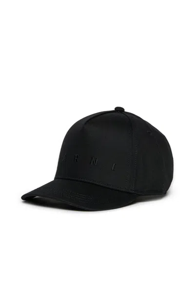 Marni Gabardine Baseball Cap With Logo In Black