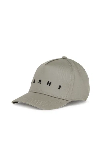 Marni Gabardine Baseball Cap With Logo In Gray