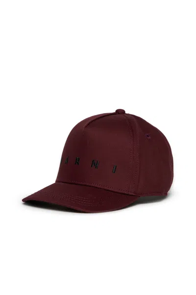 Marni Gabardine Baseball Cap With Logo In Red
