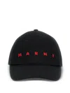 Marni Logo Cotton Baseball Cap In Black
