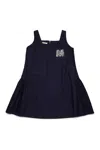Marni Gabardine Dress Branded With Rhinestones Logo In Blue
