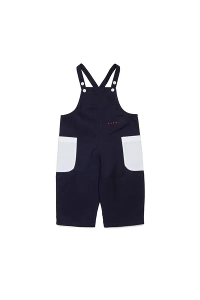 Marni Babies' Gabardine Dungarees With Pockets In Blue