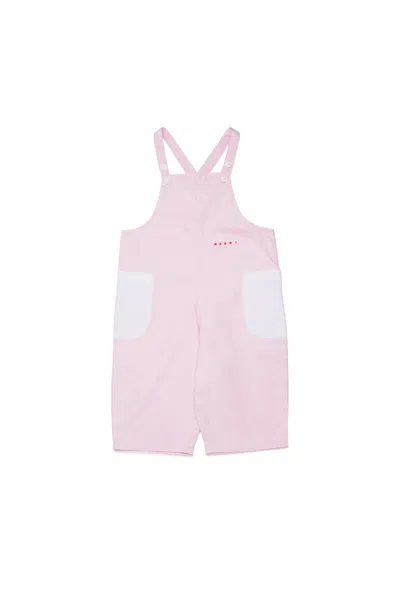 Marni Babies' Salopette In Gabardina Con Tasche In Pink