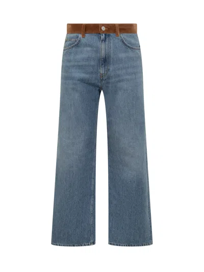 Marni Gamba Mini Denim Jeans In Brown
